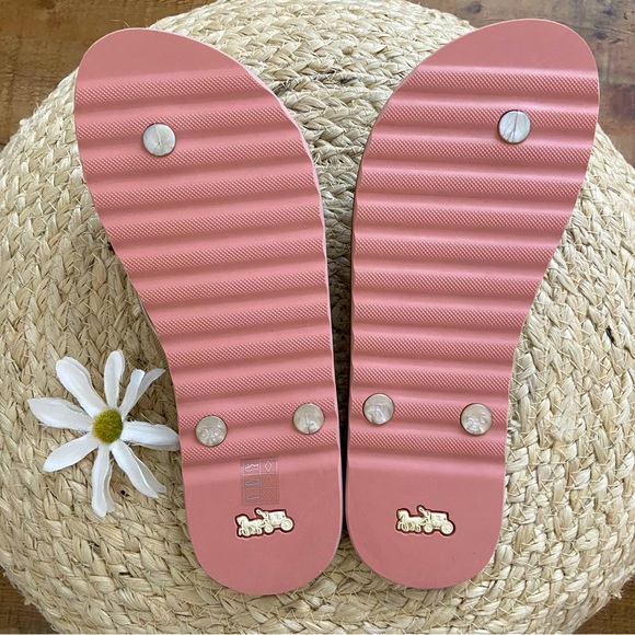 COACH ⭐️NWOT Slip On Sandals in Gold + Brown - Picture 6 of 8